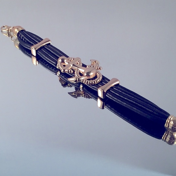 Leather Anchor Bracelet - Picture 2 of 2
